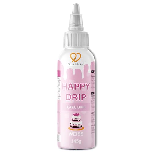 GoodBake Happy Drip Weiß 145g, Cake Drip, Kuchenglasur aus Schokolade zum Dekorieren & Verzieren für Kuchen, Torten, Donuts etc, glutenfrei, vegan GoodBake Happy Drip Weiß 145g, Cake Drip, Kuchenglasur aus Schokolade zum Dekorieren & Verzieren für Kuchen, Torten, Donuts etc, glutenfrei, vegan von GoodBake