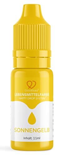 GoodBake Lebensmittelfarbe Gelb (11 ml) – intensive Lebensmittelfarbe – hochkonzentrierte Farbe - zum Einfärben von Torten, Fondant, Buttercreme, Getränke, Schleim uvm. 100% vegan von GoodBake