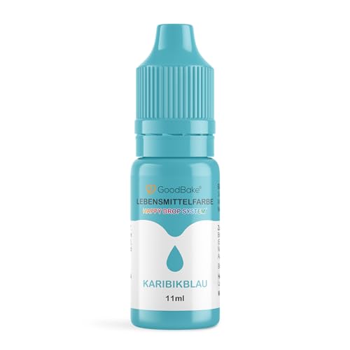 GoodBake Lebensmittelfarbe Pastell Karibikblau (11 ml) – hochdosierte Lebensmittelfarbe - zum Einfärben von Torten, Fondant, Buttercreme, Macarons Getränke, Schleim uvm. 100% vegan von GoodBake
