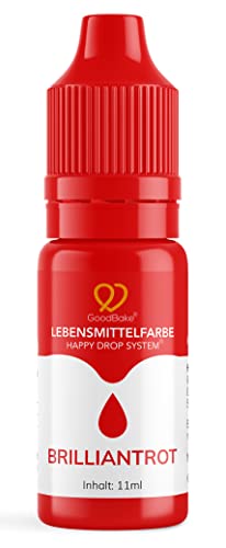 GoodBake Lebensmittelfarbe Rot (11 ml) – intensive Lebensmittelfarbe – hochkonzentrierte Farbe - zum Einfärben von Torten, Fondant, Buttercreme, Getränke, Schleim uvm. 100% vegan von GoodBake