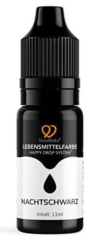 GoodBake Lebensmittelfarbe Schwarz (11 ml) – intensive Lebensmittelfarbe – hochkonzentrierte Farbe - zum Einfärben von Torten, Fondant, Buttercreme, Getränke, Schleim uvm. 100% vegan von GoodBake