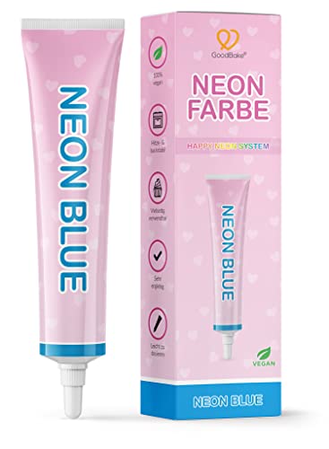 GoodBake Neon-Lebensmittelfarbe Neon Blau (25 g) – intensive Lebensmittelfarbe – Lebensmittelfarbpaste – hochkonzentrierte Pastenfarbe - zum Einfärben von Torten, Fondant, Buttercreme uvm. 100% vegan von GoodBake