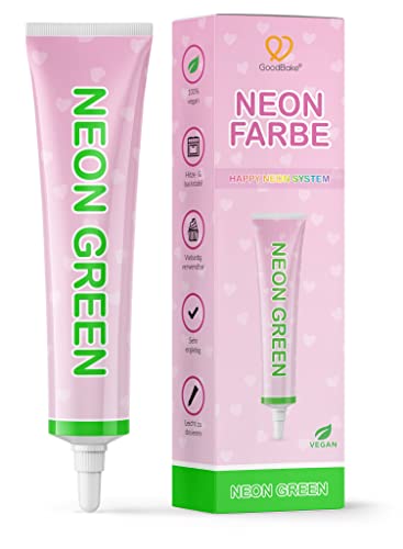 GoodBake Neon-Lebensmittelfarbe Grün (25 g) – intensive Lebensmittelfarbe – Lebensmittelfarbpaste – hochkonzentrierte Pastenfarbe - zum Einfärben von Torten, Fondant, Buttercreme 100% vegan von GoodBake