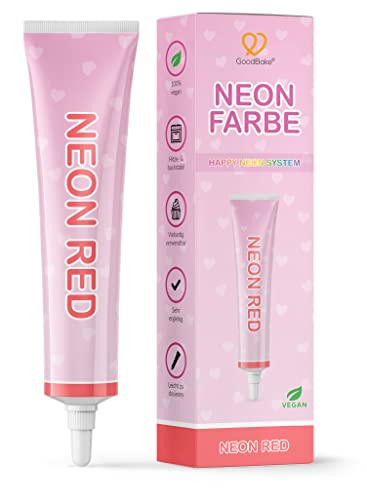 oodBake Neon-Lebensmittelfarbe Rot (25 g) – intensive Lebensmittelfarbe – Lebensmittelfarbpaste – hochkonzentrierte Pastenfarbe - zum Einfärben von Torten, Fondant, Buttercreme 100% vegan von GoodBake
