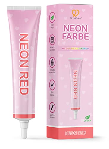 GoodBake Neon-Lebensmittelfarbe Neon Rot (25 g) – intensive Lebensmittelfarbe – Lebensmittelfarbpaste – hochkonzentrierte Pastenfarbe - zum Einfärben von Torten, Fondant, Buttercreme uvm. 100% vegan von GoodBake