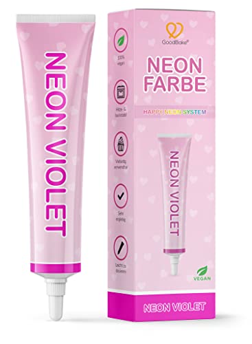 GoodBake Neon-Lebensmittelfarbe Neon Violett (25 g) – intensive Lebensmittelfarbe, Lebensmittelfarbpaste – hochkonzentrierte Pastenfarbe, zum Einfärben von Torten, Fondant, Buttercreme uvm. 100% vegan von GoodBake