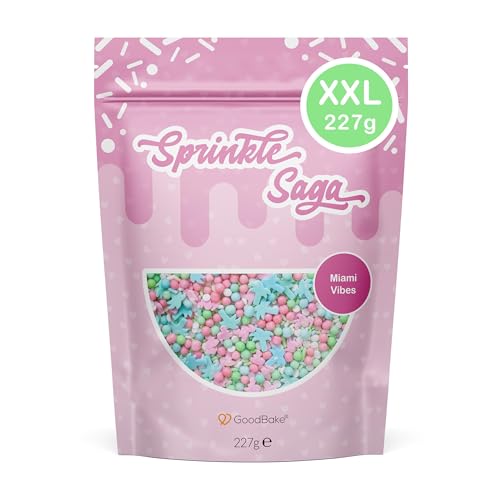 GoodBake Streuselmischung "Miami Vibes" (227g) - bunter Streusel-Mix mit Palmen & Flamingos - essbare Zuckerstreusel zum Dekorieren & Verzieren - Sprinkle Saga… von GoodBake