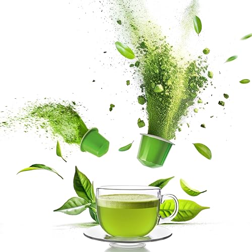Goodwei Ceremonial Matcha Tee Kapseln 20 Stück, kompatibel mit Nespresso®* - mit echtem Bio Matcha in Zeremoniequalität von Goodwei