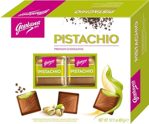 Goplana Pistachio Premium Chocolates - Milchschokoladencreme mit Pistaziengeschmack 400g von Goplana