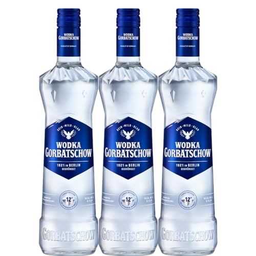 Wodka Gorbatschow (3x0,7l) Set 37,5% vol - Premium Vodka - Eiskalt, glasklar und absolut rein, milder Geschmack, als Cocktail, Longdrink oder Shot genießen von Gorbatschow