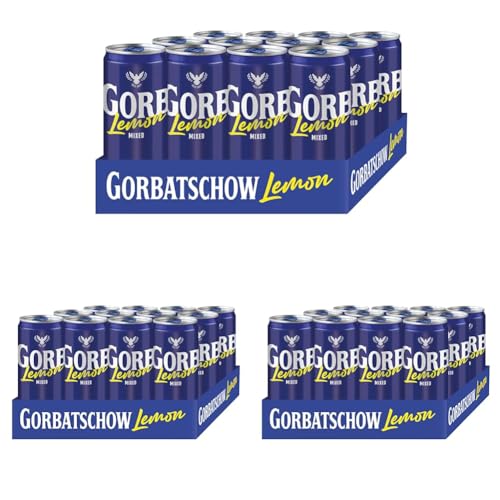 Wodka Gorbatschow Lemon (12 x 0,33 l) 10 Prozent vol. - Erfrischender Wodka-Longdrink mit Lemon in der praktischen Dose, fertig gemixt für unterwegs, natürlich fruchtig (Packung mit 3) von Gorbatschow