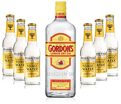 Gin Tonic Set - Gordons Gin 0,7l 700ml (37,5% Vol) + 6x Fever Tree Tonic Water 200ml inkl. Pfand MEHRWEG von Gordons-Gordons