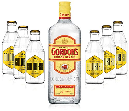 Gin Tonic Set - Gordons Gin 0,7l 700ml (37,5% Vol) + 6x Goldberg Tonic Water 200ml inkl. Pfand MEHRWEG von Gordons-Gordons