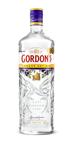 Gordon's London Dry Gin | Premium destilliert | Ausgezeichnet & aromatisiert mit Zitrusfrische | Ideales zum Valentinstag | handgefertigt auf englischem Boden | 37,5% vol, 1000ml Einzelflasche von Gordon's