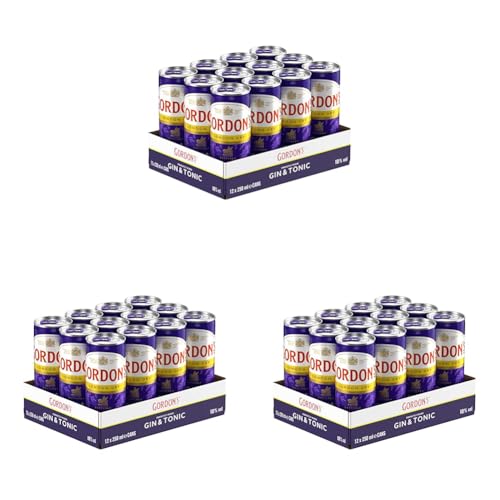 Gordon's London Dry Gin & Tonic, Erfrischendes Wacholder-Mixgetränk mit 10 Prozent Alkohol, 12 Dosen x 250 ml (EINWEG Verpackung), Trinkfertiges Getränk für unterwegs & gesellige Anlässe von Gordon's