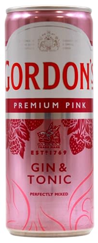 Gordon's Premium Pink Distilled Gin & Tonic Water | Erfrischendes Mixgetränk | Trinkfertige Dose für unterwegs & gesellige Events | 10% vol | 12 x 250 ml EINWEG Mehrverpackung | von Gordon's