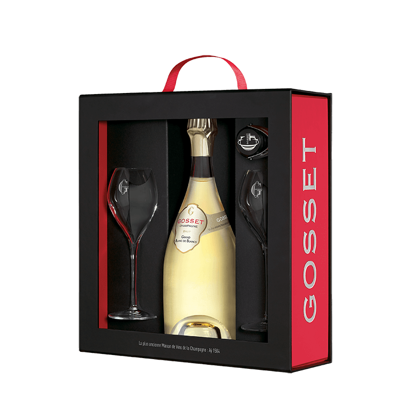 Gosset : Coffret Grand Blanc de Blancs 2 Flûtes et 1 Bouchon von Gosset