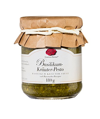 Basilikum Kräuter Pesto 180 ml Glas / Grundpreis 4,30 € pro 100 g. von Gourmet Berner