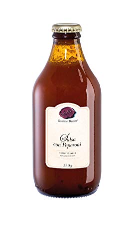 Salsa con Peperoni - Kirschtomatensoße mit Pepperoni 330 g / Grundpreis 18,03 € pro kg Salsa con Peperoni - Kirschtomatensoße mit Pepperoni 330 g / Grundpreis 18,03 € pro kg von Gourmet Berner