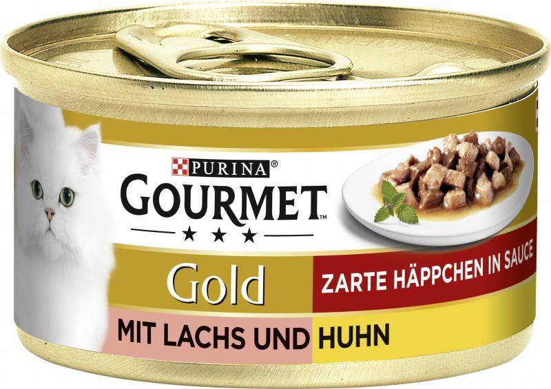 Gourmet Gold Zarte Häppchen in Sauce mit Lachs & Huhn von Gourmet