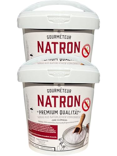 Natron aus natürlichem Vorkommen, 2 kg („nicht synthetisch“) ALUMINIUMFREI, für Kosmetik und die innere Anwendung geeignet. Lebensmittelqualität- in Deutschland abgefüllt. von Gourmeteur