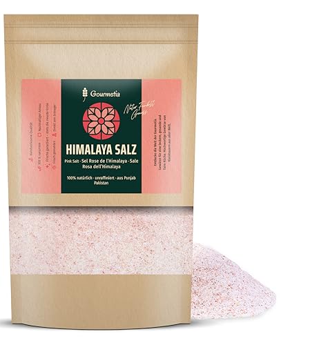 Gourmetia Himalaya Salz fein 400g, Rosa Kristallsalz aus Punjab Pakistan, Steinsalz - auch als grob von Gourmetia