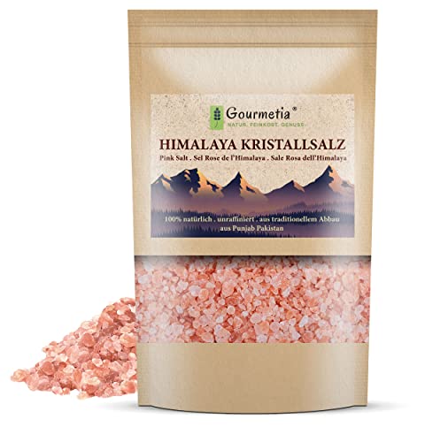 Gourmetia Himalaya Salz grob 900g, Rosa Kristallsalz aus Punjab Pakistan, Steinsalz von Gourmetia