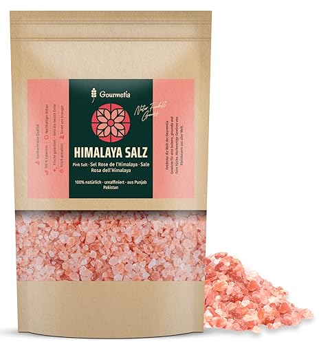 Gourmetia Himalaya Salz grob 900g, Rosa Kristallsalz aus Punjab Pakistan, Steinsalz von Gourmetia