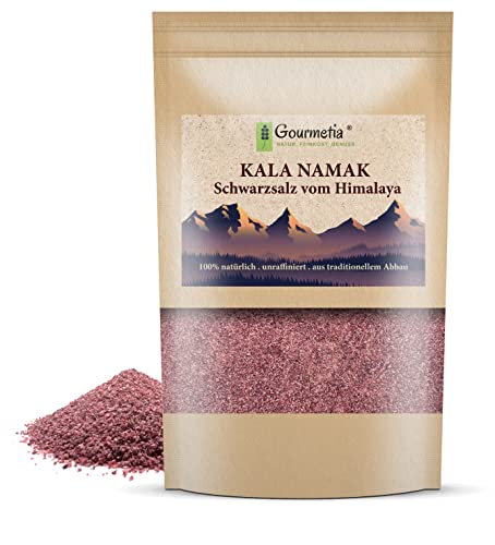 Gourmetia Kala Namak Salz fein/grob 200g, naturbelassenes Schwarzsalz/Schwefelsalz aus Indien von Gourmetia