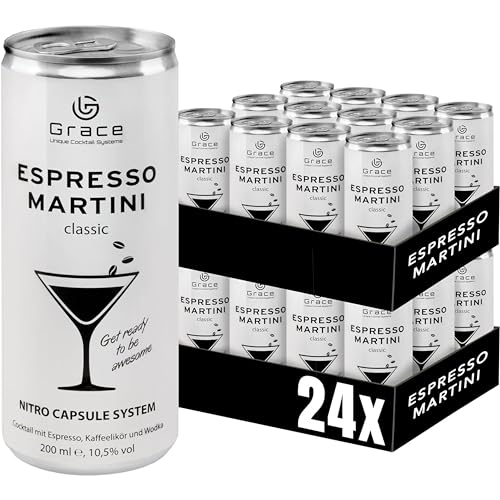 Grace Espresso Martini Dose (24 x 200 ml inkl. Pfand) – der legendäre Cocktail perfekt gemixt dank innovativem Kapselsystem – Kaffeelikör Espresso Martini von Grace Unique Cocktail Systems