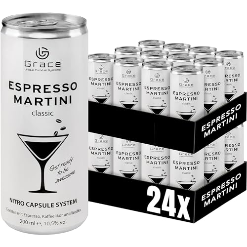 Grace Espresso Martini Dose (24 x 200 ml inkl. Pfand) – der legendäre Cocktail perfekt gemixt – mit innovativem Kapselsystem – hochwertige Zutaten – Kaffeelikör Espresso Martini von Grace Unique Cocktail Systems