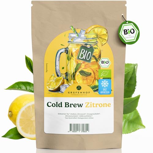 Eistee Zitrone mit schwarzem Tee - 100g - Bio Cold Brew Tee - ohne Kalorien & zero Zuckerzusätze, einfach kalt aufgießen, Hydration Helper, Alternative zu Drops, Sirup, Lemonade, Tee lose Eistee Zitrone mit schwarzem Tee - 100g - Bio Cold Brew Tee - ohne Kalorien & zero Zuckerzusätze, einfach kalt aufgießen, Hydration Helper, Alternative zu Drops, Sirup, Lemonade, Tee lose von Gräfenhof
