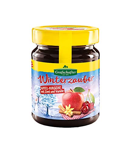 Grafschafter Fruchtaufstrich WINTERZAUBER - Apfel Kirsche mit Zimt und Vanille (320 Gramm) WINTERLICHER FRUCHTGENUSS von Grafschafter
