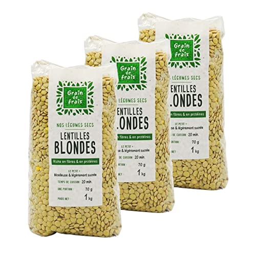 Set mit 3 Linsen, blonde Linsen, 1 kg Beutel Set mit 3 Linsen, blonde Linsen, 1 kg Beutel von Grain de Frais