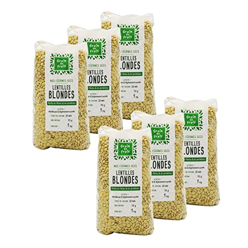 Set mit 6 blonde Linsen – Beutel 1 kg Set mit 6 blonde Linsen – Beutel 1 kg von Grain de Frais
