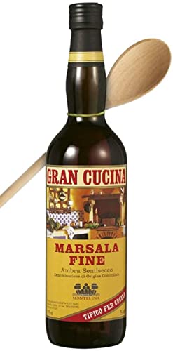 Gran Cucina Marsala Fine DOC 18% vol. mit Kochlöffel (1 x 0,75l) – Feiner Likörwein mit fruchtigem Charakter – Perfekt als Dessertwein oder zum Kochen und Backen von Gran Cucina