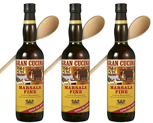 Gran Cucina Marsala Fine DOC 18% vol. mit Kochlöffel (3 x 0,75l) – Feiner Likörwein mit fruchtigem Charakter – Perfekt als Dessertwein oder zum Kochen und Backen von Gran Cucina