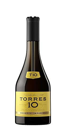 TORRES BRANDY 10 RESERVA IMPERIAL (1x 0,7l) – aus der spanischen Weinbauregion Penedès – im Solera-Verfahren gereift – 70cl mit 38% vol. von Torres Brandy