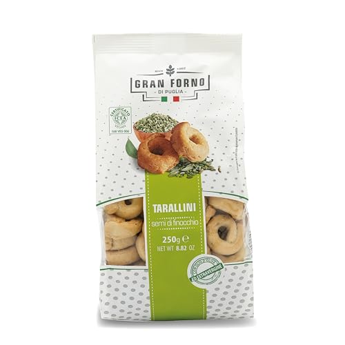 Gran Forno Taralli Fenchelsamen - 250g - knackig-luftiger Snack - Italienischer Knabberartikel - salzige Teigkringel Gran Forno Taralli Fenchelsamen - 250g - knackig-luftiger Snack - Italienischer Knabberartikel - salzige Teigkringel von Gran Forno