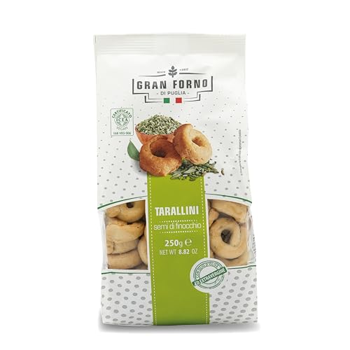 Gran Forno Taralli Fenchelsamen - 250g - knackig-luftiger Snack - Italienischer Knabberartikel - salzige Teigkringel von Gran Forno