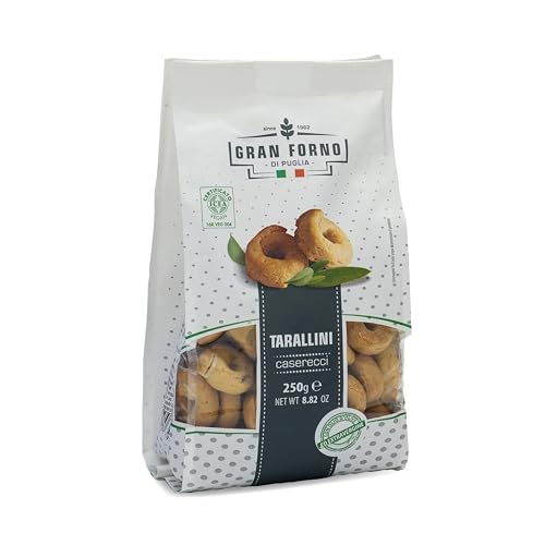 Gran Forno Taralli Natur - 250g - knackig-luftiger Snack - Italienischer Knabberartikel - salzige Teigkringel von Gran Forno