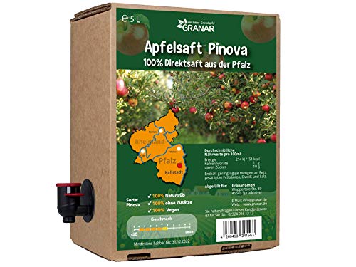 5 Liter-Box Apfel Direktsaft Pinova aus der Pfalz, 100% Apfelsaft, vegan und ohne Zusätze - 5-Liter Box von Granar