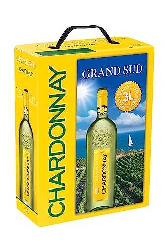 Grand Sud - Chardonnay - Sortentypischer Trocken Weißwein - Großpackungen Wein Bag in Box 3l (1 x 3 L) , 3 Stück (1er Pack) von Grand Sud
