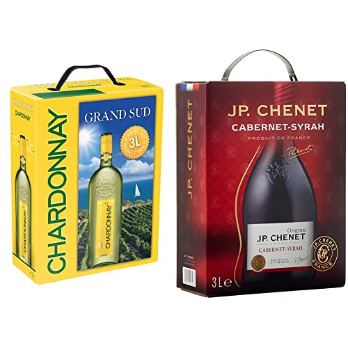 Grand Sud - Chardonnay - in Box 3l, 3 Stück & JP Chenet - Original Cabernet Syrah Rotwein aus Pays d'Oc, Frankreich - Großpackungen Wein Bag in Box 3l (1 x 3 L) von Grand Sud