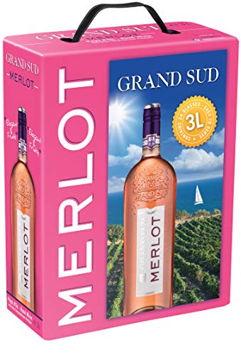 Grand Sud - Merlot Rosé aus Süd-Frankreich - Sortentypischer Trocken Roséwein - Großpackungen Wein Bag in Box 3l (1 x 3 L) von Grand Sud