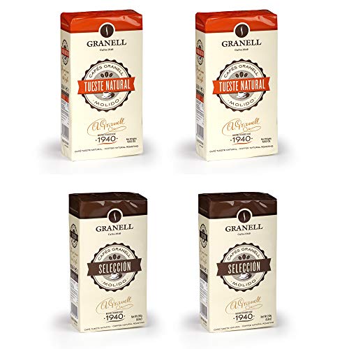 Granell Cafes-1940 Granell - Daily Blends Tasting Pack | 100% Gemahlener Kaffee - 2 Packungen Natürlicher Kaffe und 2 Packungen Selection Kaffee - 4x250 g von Granell Cafes-1940