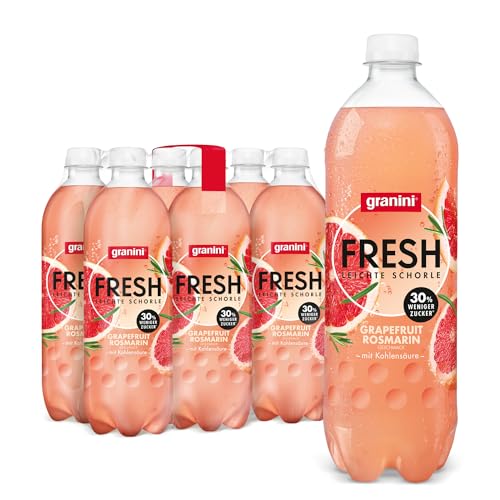 granini FRESH Grapefruit-Rosmarin (6 x 0,75l), Grapefruit-Rosmarin-Erfrischungsgetränk mit Rosmaringeschmack, echte Früchte, wenig Kalorien, ohne Süßungsmittel, vegan von Granini