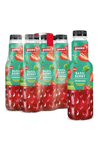 granini Sensation Basil Berry (6 x 0,75l), 32% Frucht, Basilikum, Erdbeere, Party-Drink, vegan, laktosefrei, mit Pfand von Granini