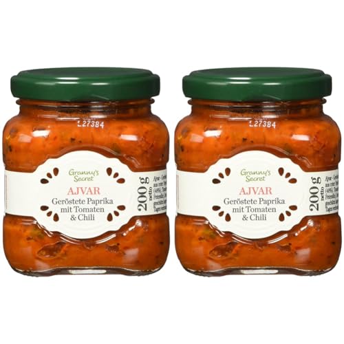 Granny´s Secret Ajvar Geröstete Paprika mit Tomaten & Chili - Original aus Serbien (1 x 200 g) (Packung mit 2) von Granny´s Secret