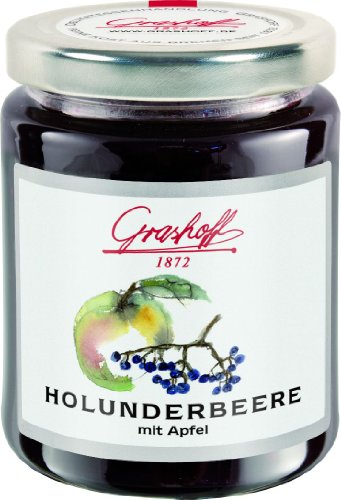 Grashoff Holunderbeer-Apfel-Konfitüre Extra, 250 g, 3er Pack (3 x 250 g) von Grashoff